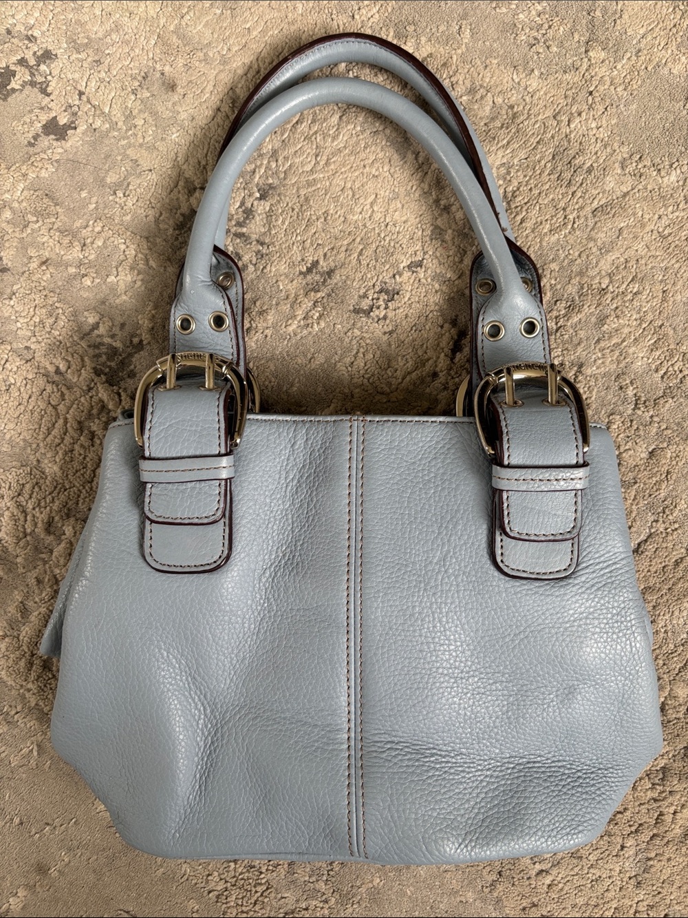 Tignanello Light Gray Leather Double-Handle Shoulder Bag (Smokers house)